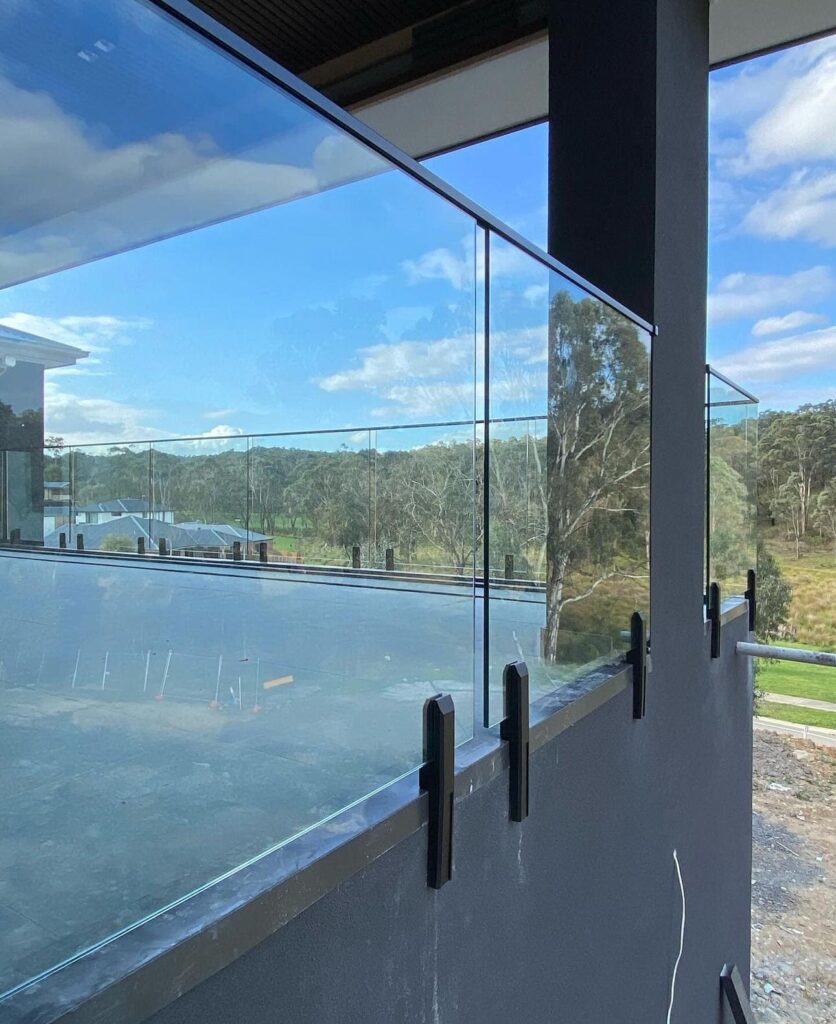 Glass railing shown for measurement requirements
