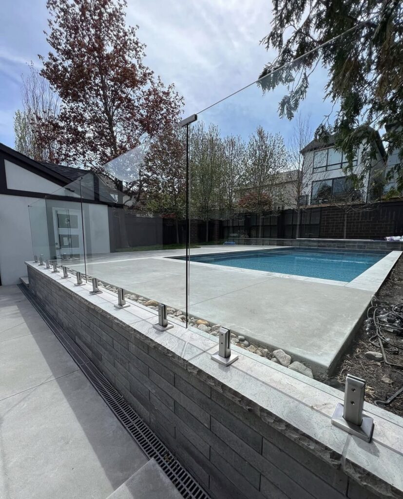 Glass railing hardware inspecting outside of the yard