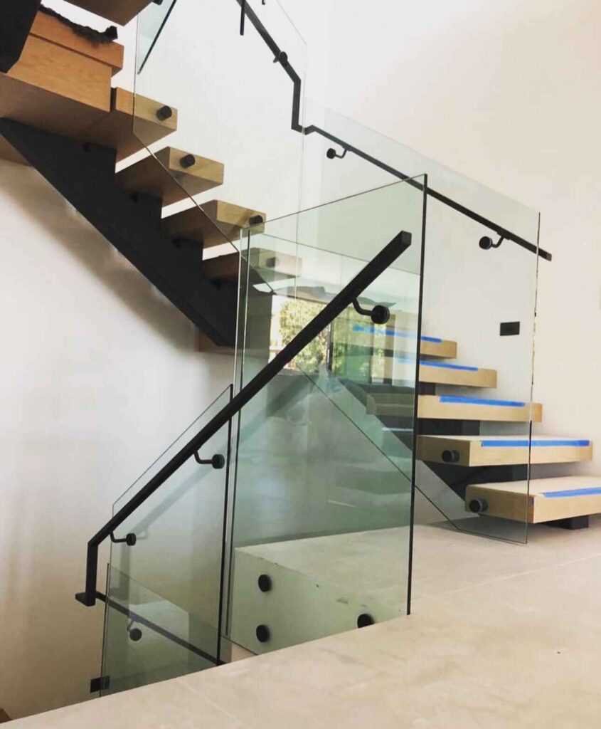 Stairs image with frameless glass railing options 