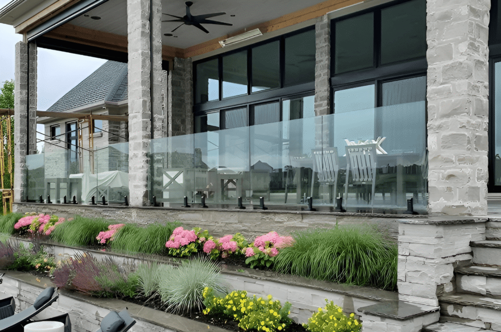 Weather-ready glass railing hardware on a Seattle deck showing stainless details for a safe outdoor home installation project 